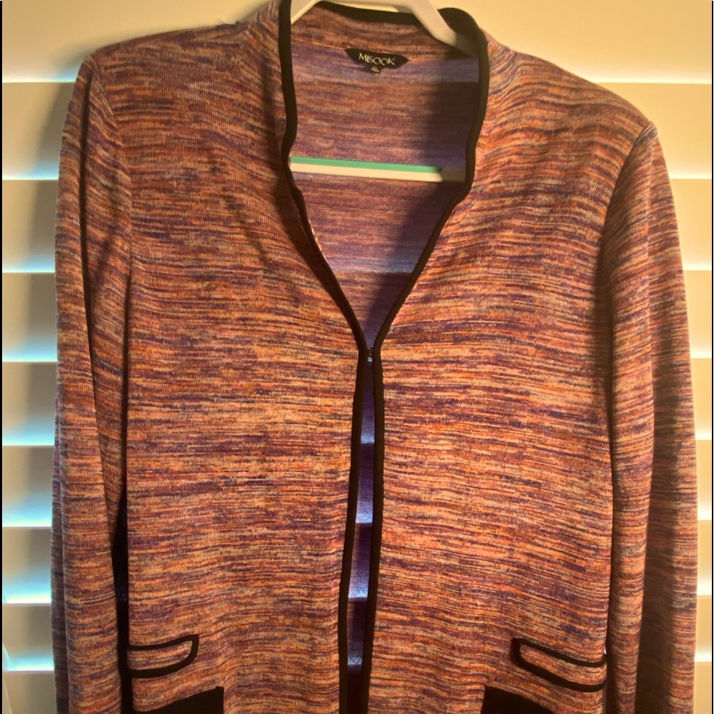 Misook pink and black knit jacket